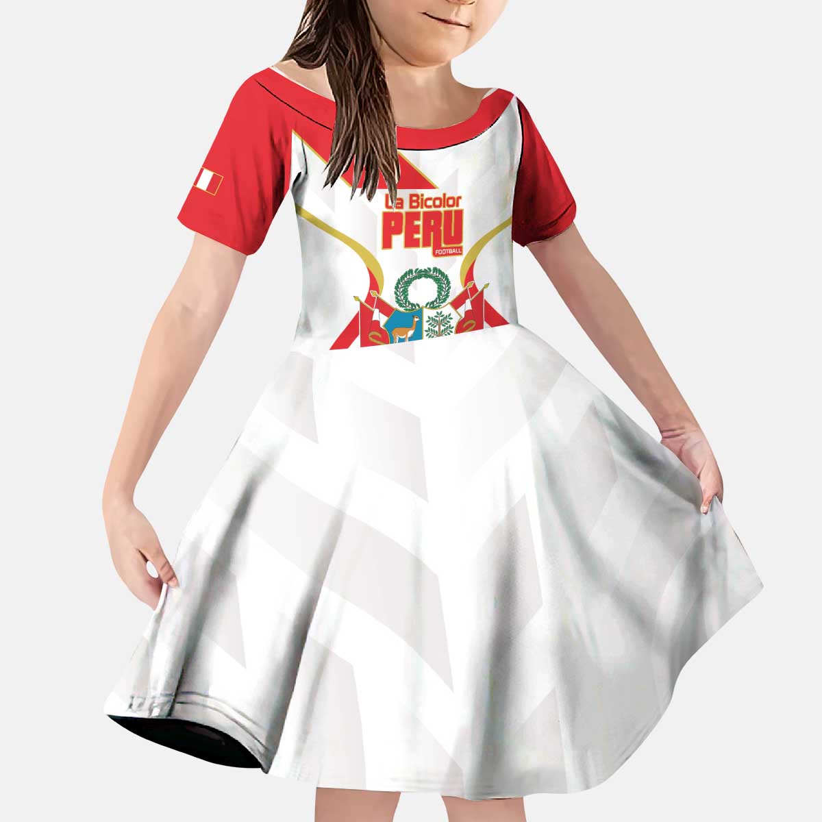 Custom Peru Football Kid Short Sleeve Dress Vamos La Bicolor - Wonder Print Shop