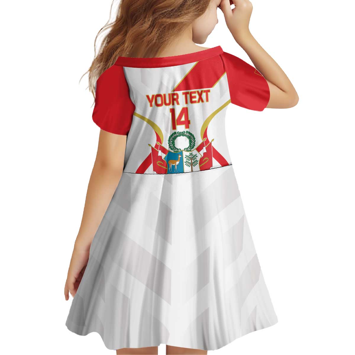 Custom Peru Football Kid Short Sleeve Dress Vamos La Bicolor - Wonder Print Shop