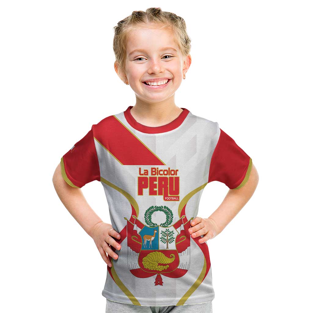Custom Peru Football Kid T Shirt Vamos La Bicolor - Wonder Print Shop