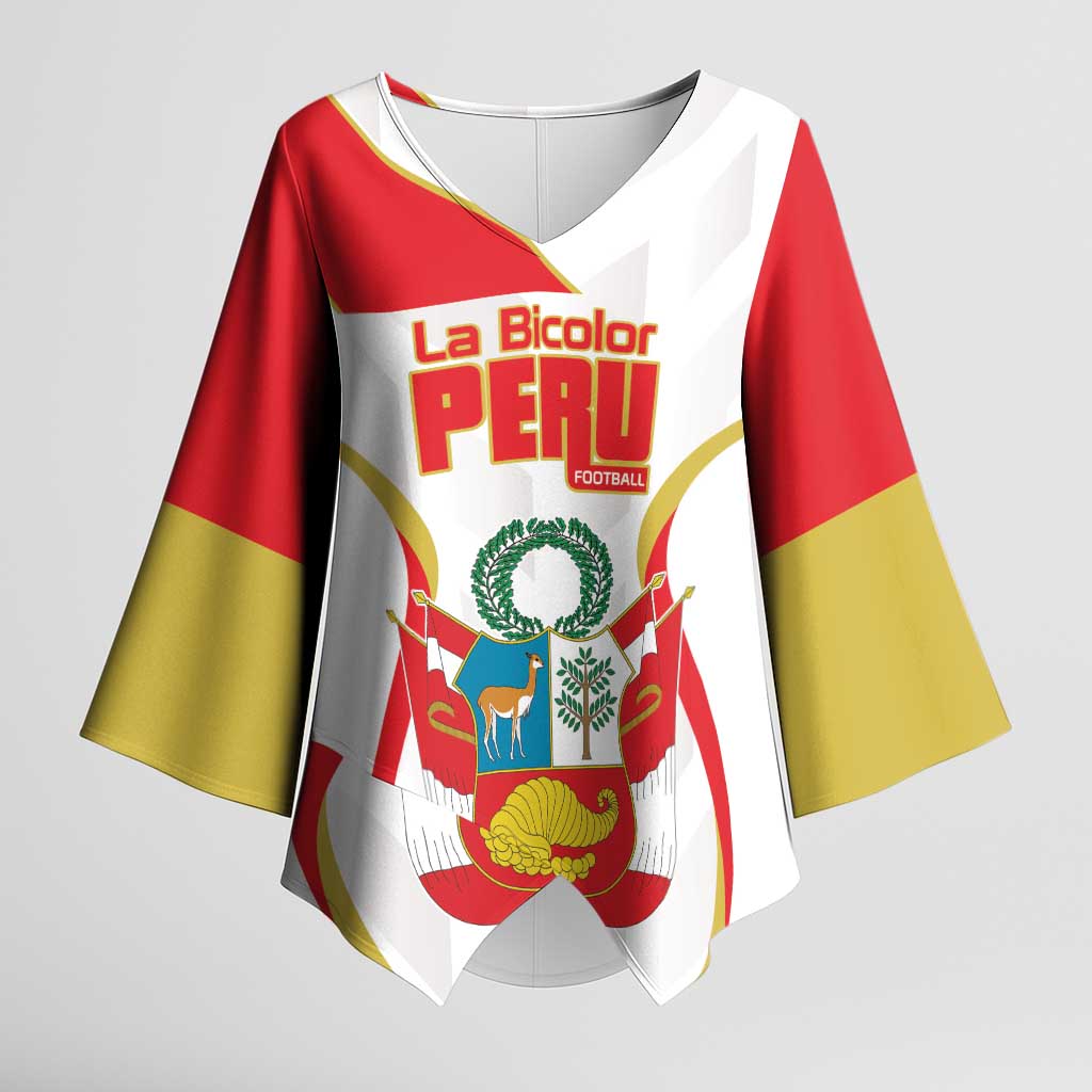 Custom Peru Football Kimono Sleeve Blouse Vamos La Bicolor - Wonder Print Shop