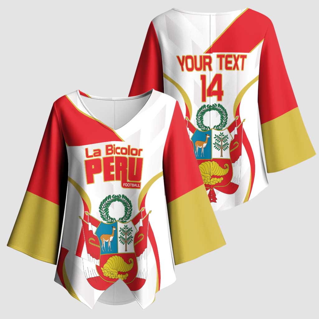 Custom Peru Football Kimono Sleeve Blouse Vamos La Bicolor - Wonder Print Shop