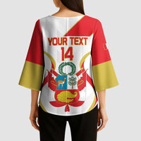 Custom Peru Football Kimono Sleeve Blouse Vamos La Bicolor - Wonder Print Shop