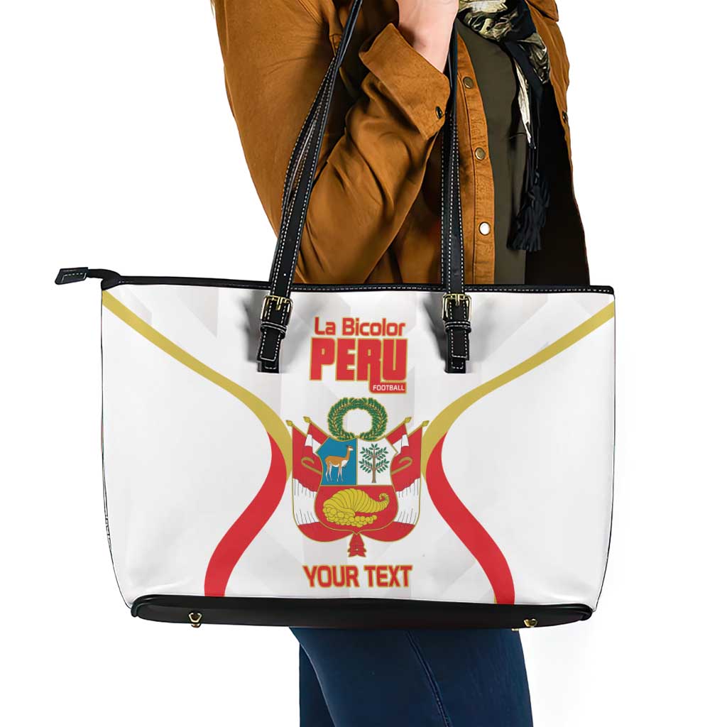 Custom Peru Football Leather Tote Bag Vamos La Bicolor - Wonder Print Shop