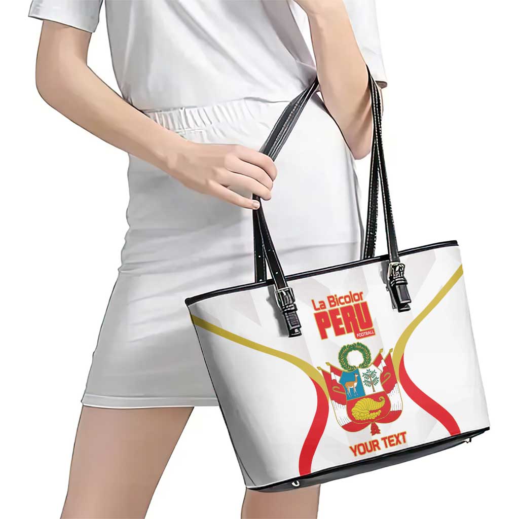 Custom Peru Football Leather Tote Bag Vamos La Bicolor - Wonder Print Shop