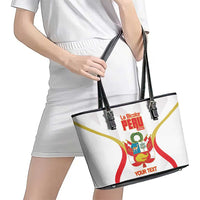Custom Peru Football Leather Tote Bag Vamos La Bicolor - Wonder Print Shop
