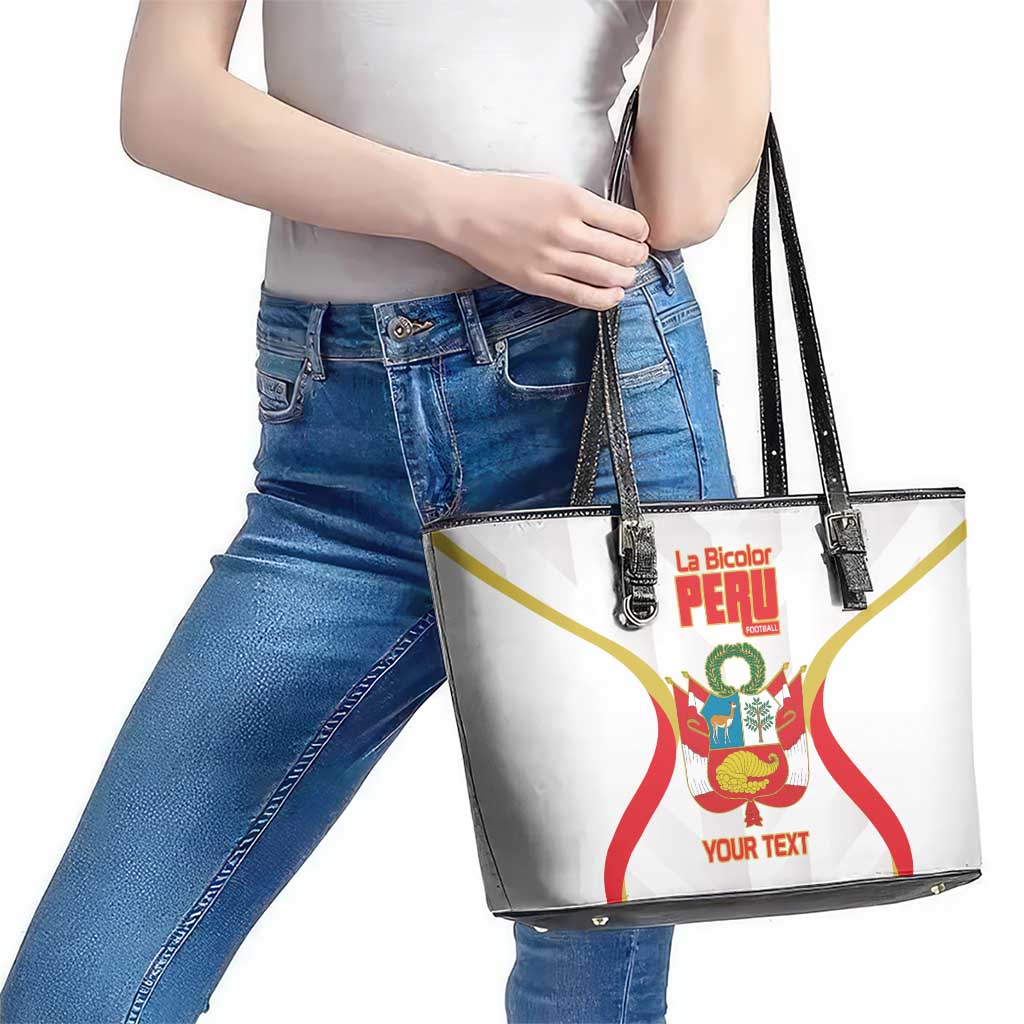 Custom Peru Football Leather Tote Bag Vamos La Bicolor - Wonder Print Shop