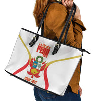 Custom Peru Football Leather Tote Bag Vamos La Bicolor - Wonder Print Shop