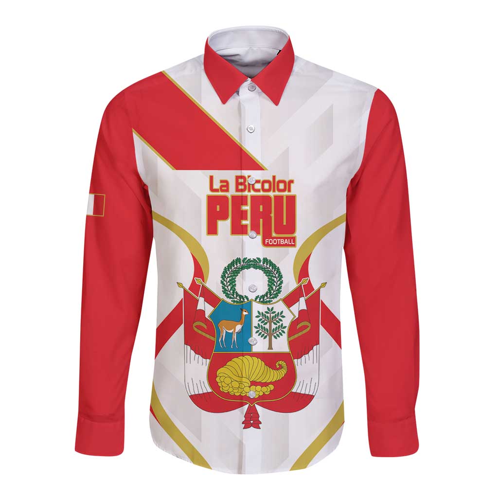 Custom Peru Football Long Sleeve Button Shirt Vamos La Bicolor - Wonder Print Shop