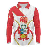 Custom Peru Football Long Sleeve Polo Shirt Vamos La Bicolor - Wonder Print Shop