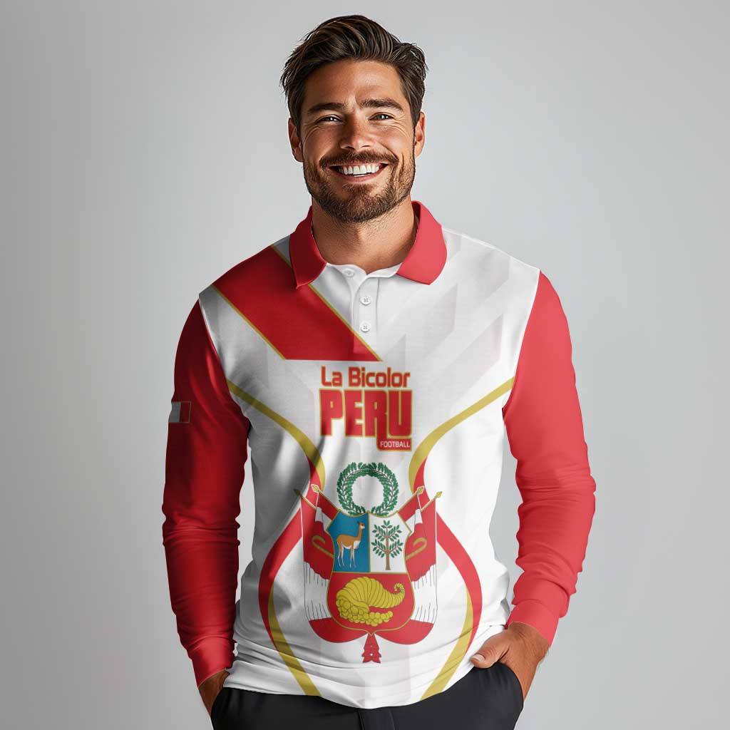 Custom Peru Football Long Sleeve Polo Shirt Vamos La Bicolor - Wonder Print Shop