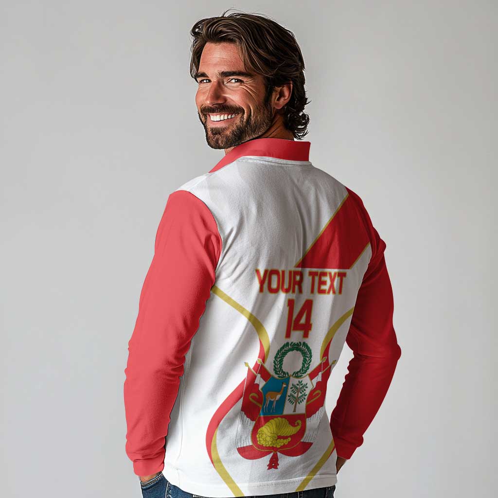 Custom Peru Football Long Sleeve Polo Shirt Vamos La Bicolor - Wonder Print Shop