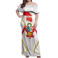 Custom Peru Football Off Shoulder Maxi Dress Vamos La Bicolor - Wonder Print Shop