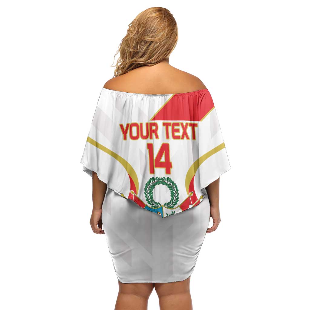 Custom Peru Football Off Shoulder Short Dress Vamos La Bicolor - Wonder Print Shop
