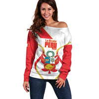 Custom Peru Football Off Shoulder Sweater Vamos La Bicolor - Wonder Print Shop