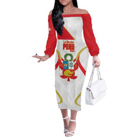 Custom Peru Football Off The Shoulder Long Sleeve Dress Vamos La Bicolor - Wonder Print Shop