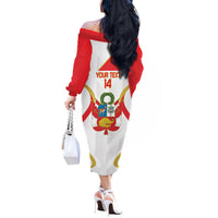 Custom Peru Football Off The Shoulder Long Sleeve Dress Vamos La Bicolor - Wonder Print Shop
