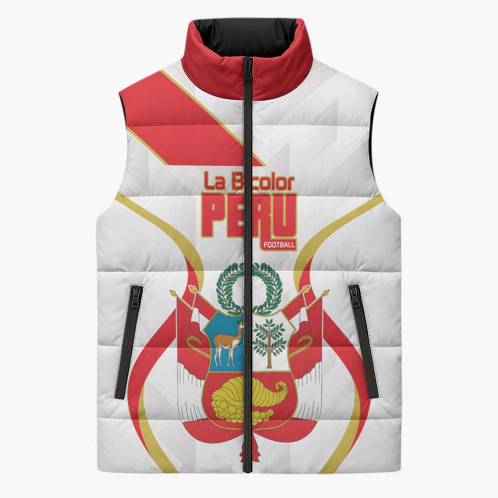 Custom Peru Football Sleeveless Puffer Jacket Vamos La Bicolor - Wonder Print Shop
