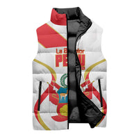 Custom Peru Football Sleeveless Puffer Jacket Vamos La Bicolor - Wonder Print Shop