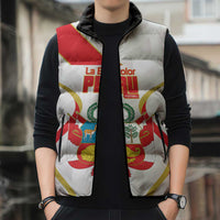Custom Peru Football Sleeveless Puffer Jacket Vamos La Bicolor - Wonder Print Shop