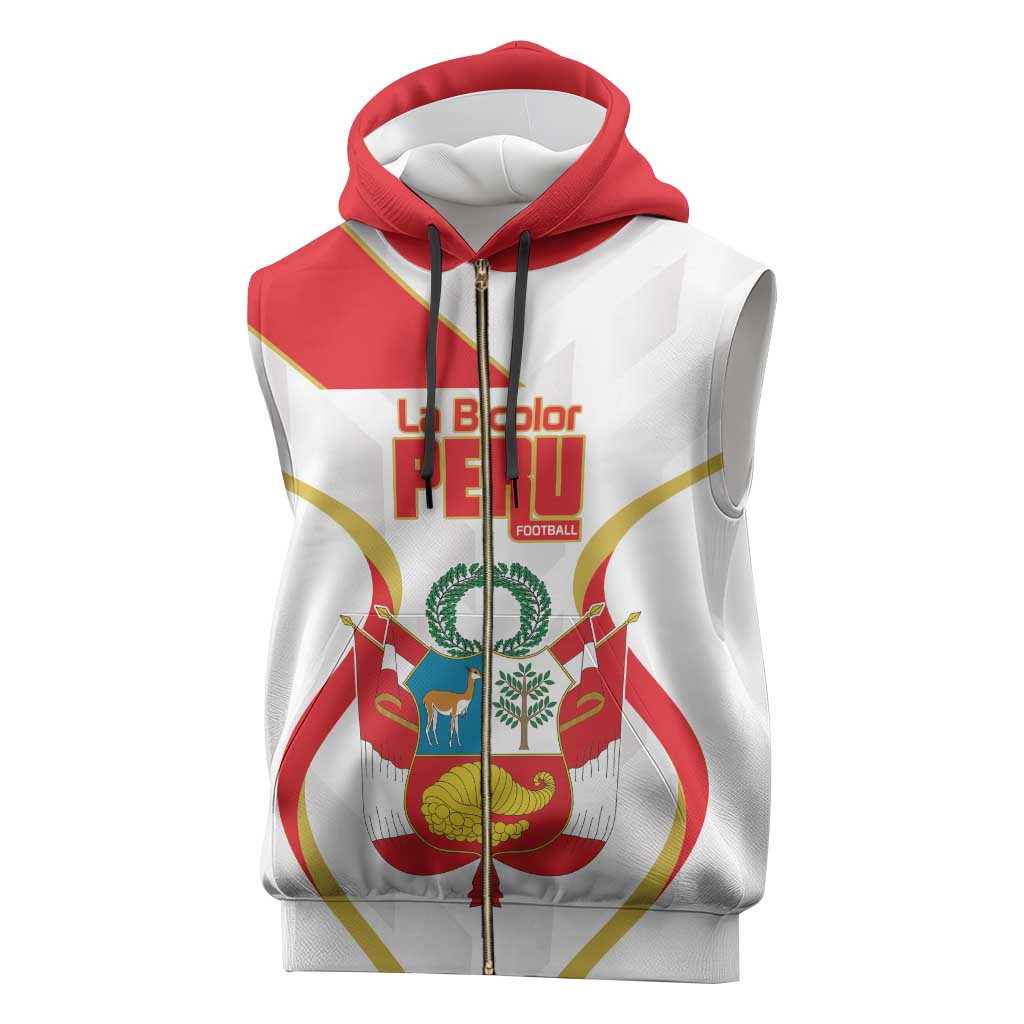 Custom Peru Football Sleeveless Zip Hoodie Vamos La Bicolor - Wonder Print Shop