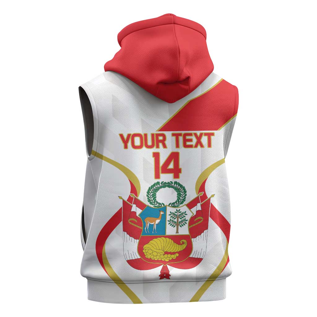 Custom Peru Football Sleeveless Zip Hoodie Vamos La Bicolor - Wonder Print Shop