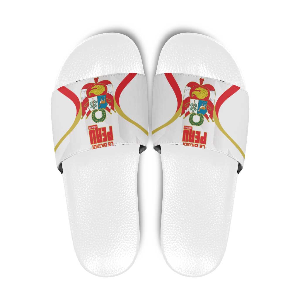 Custom Peru Football Slide Sandals Vamos La Bicolor - Wonder Print Shop