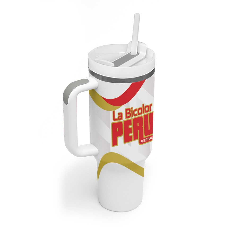 Custom Peru Football Tumbler With Handle Vamos La Bicolor - Wonder Print Shop