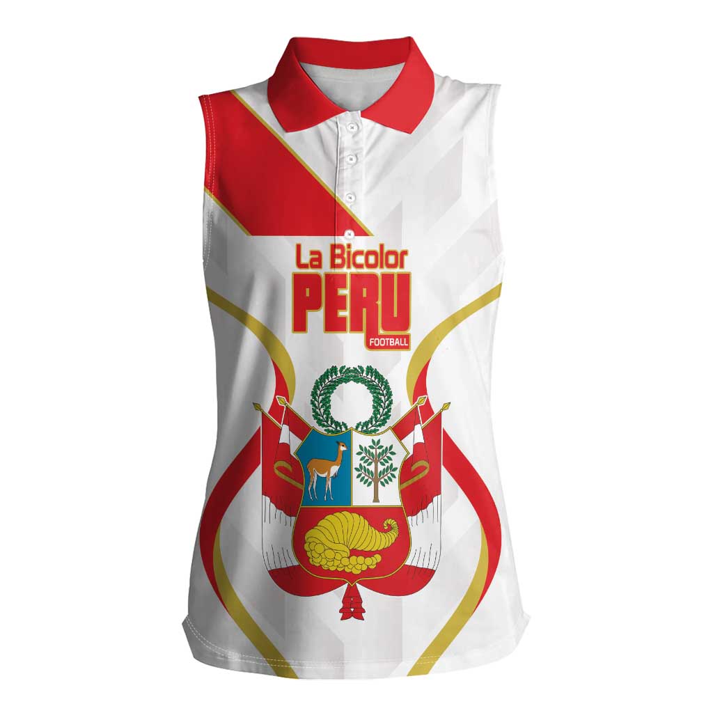 Custom Peru Football Women Sleeveless Polo Shirt Vamos La Bicolor - Wonder Print Shop