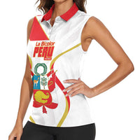 Custom Peru Football Women Sleeveless Polo Shirt Vamos La Bicolor - Wonder Print Shop