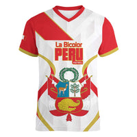 Custom Peru Football Women V-Neck T-Shirt Vamos La Bicolor - Wonder Print Shop