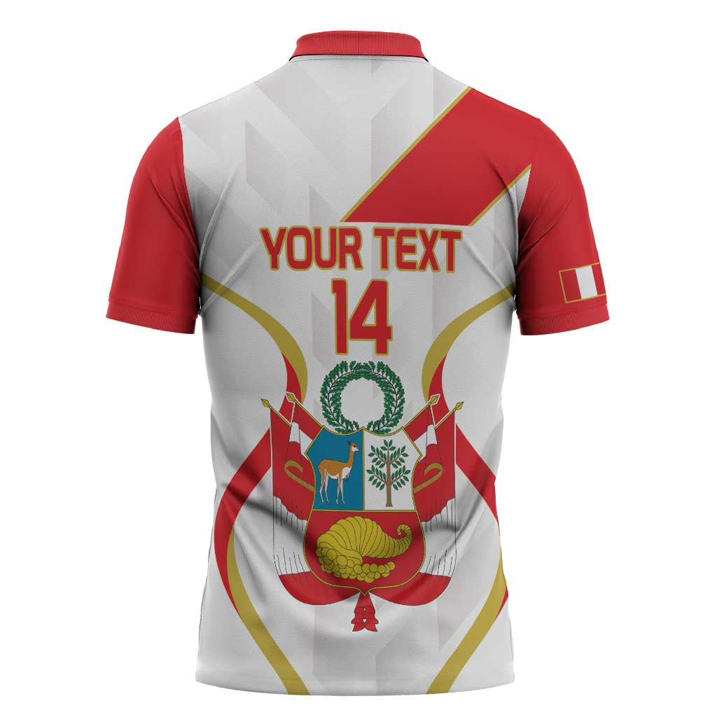 Custom Peru Football Zipper Polo Shirt Vamos La Bicolor - Wonder Print Shop