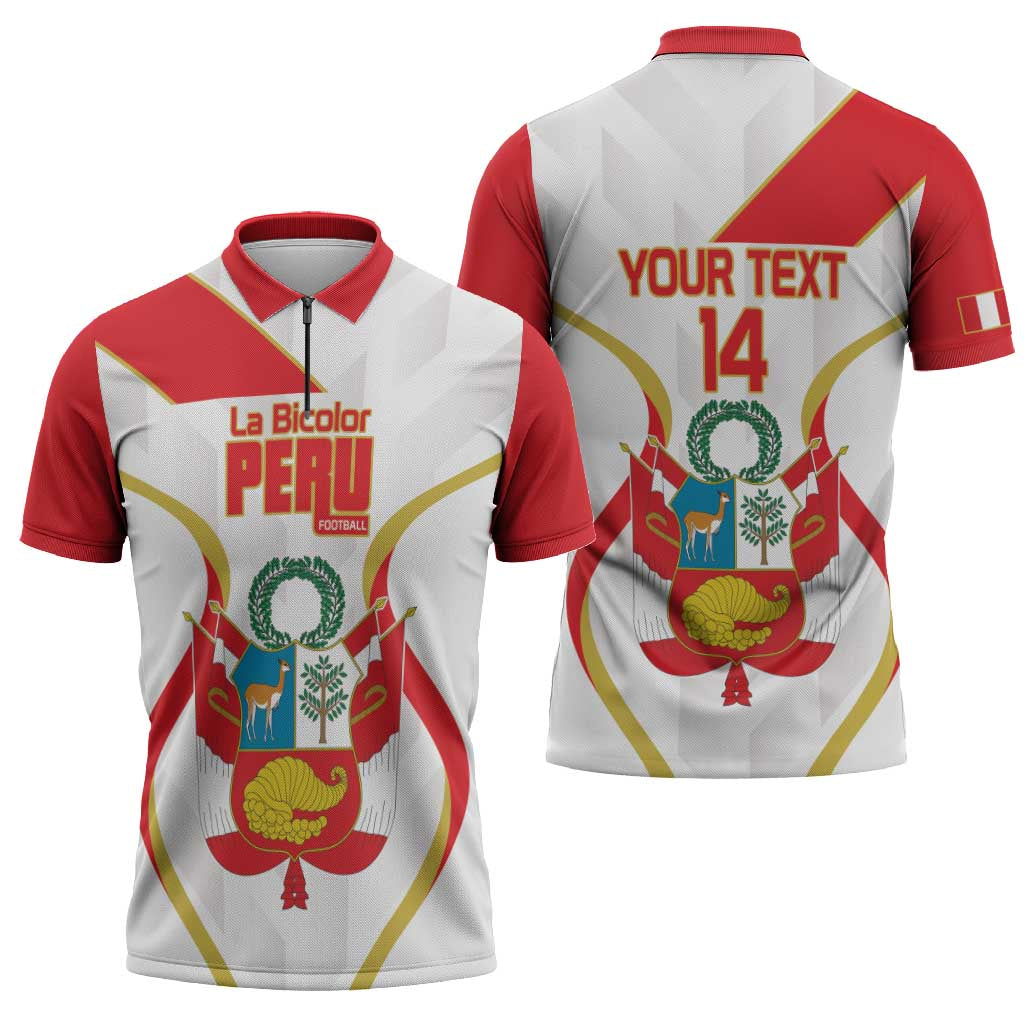 Custom Peru Football Zipper Polo Shirt Vamos La Bicolor - Wonder Print Shop