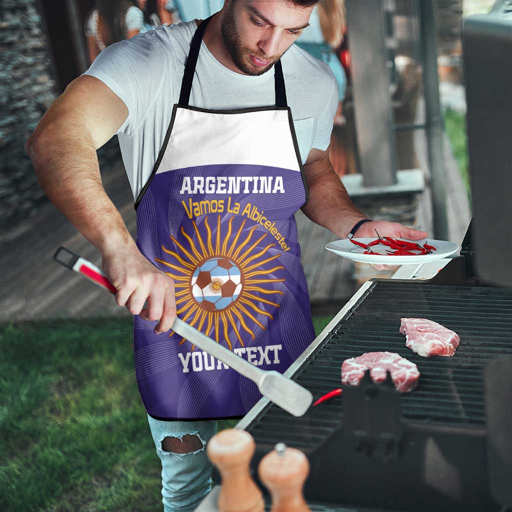 Custom Argentina Football Apron Vamos La Albiceleste Purple Version - Wonder Print Shop