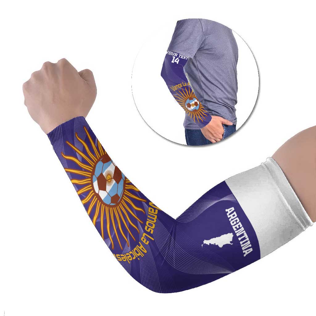 Custom Argentina Football Arm Sleeves Vamos La Albiceleste Purple Version - Wonder Print Shop