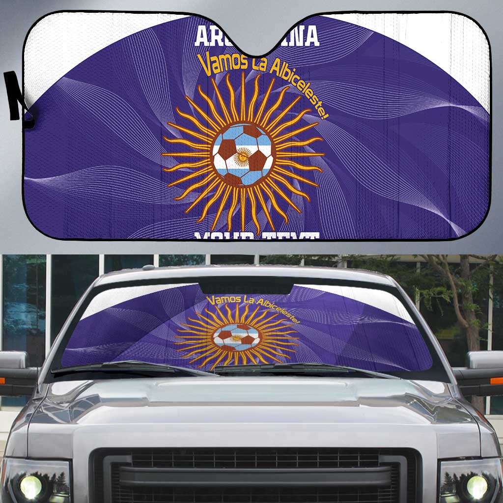Custom Argentina Football Auto Sun Shade Vamos La Albiceleste Purple Version - Wonder Print Shop