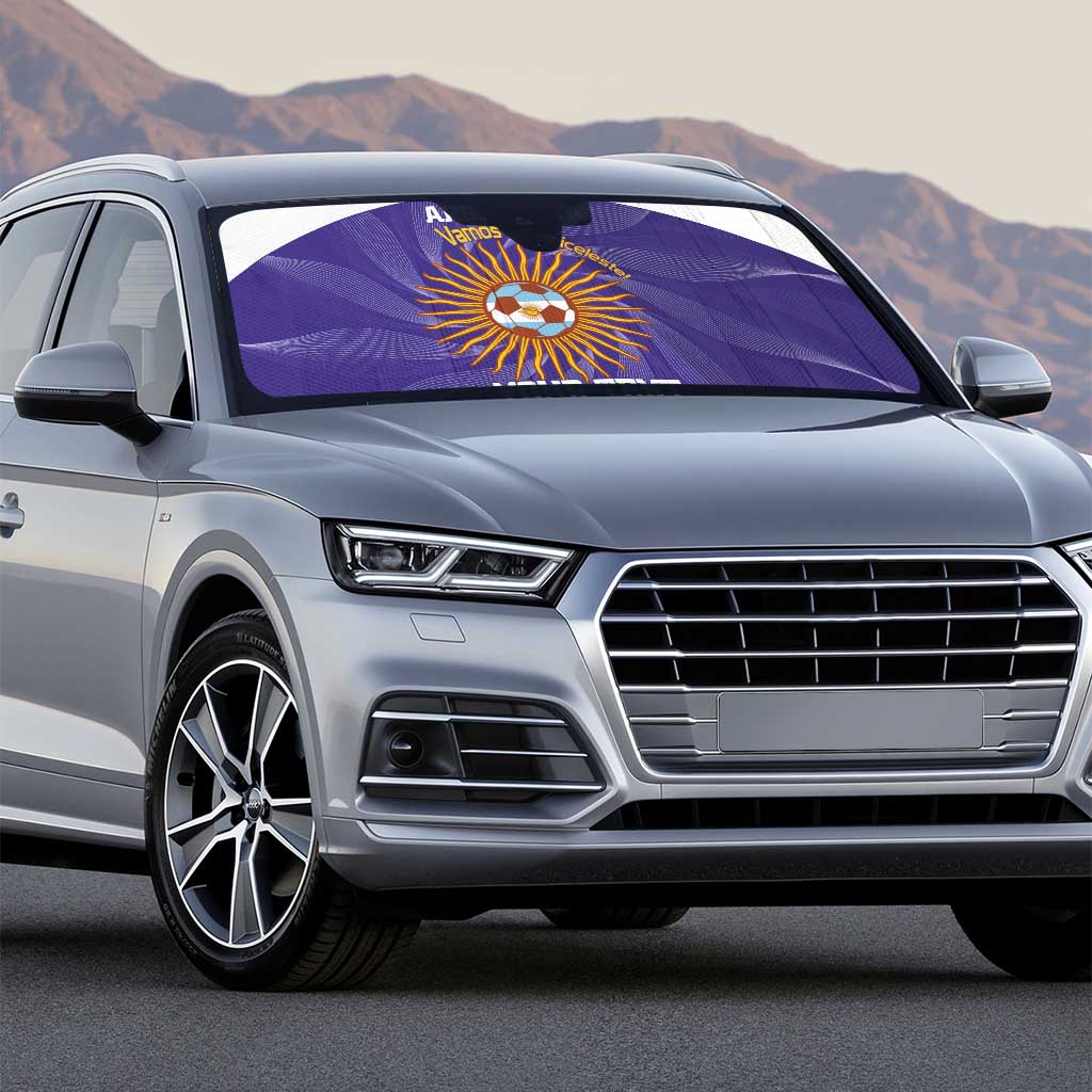 Custom Argentina Football Auto Sun Shade Vamos La Albiceleste Purple Version - Wonder Print Shop