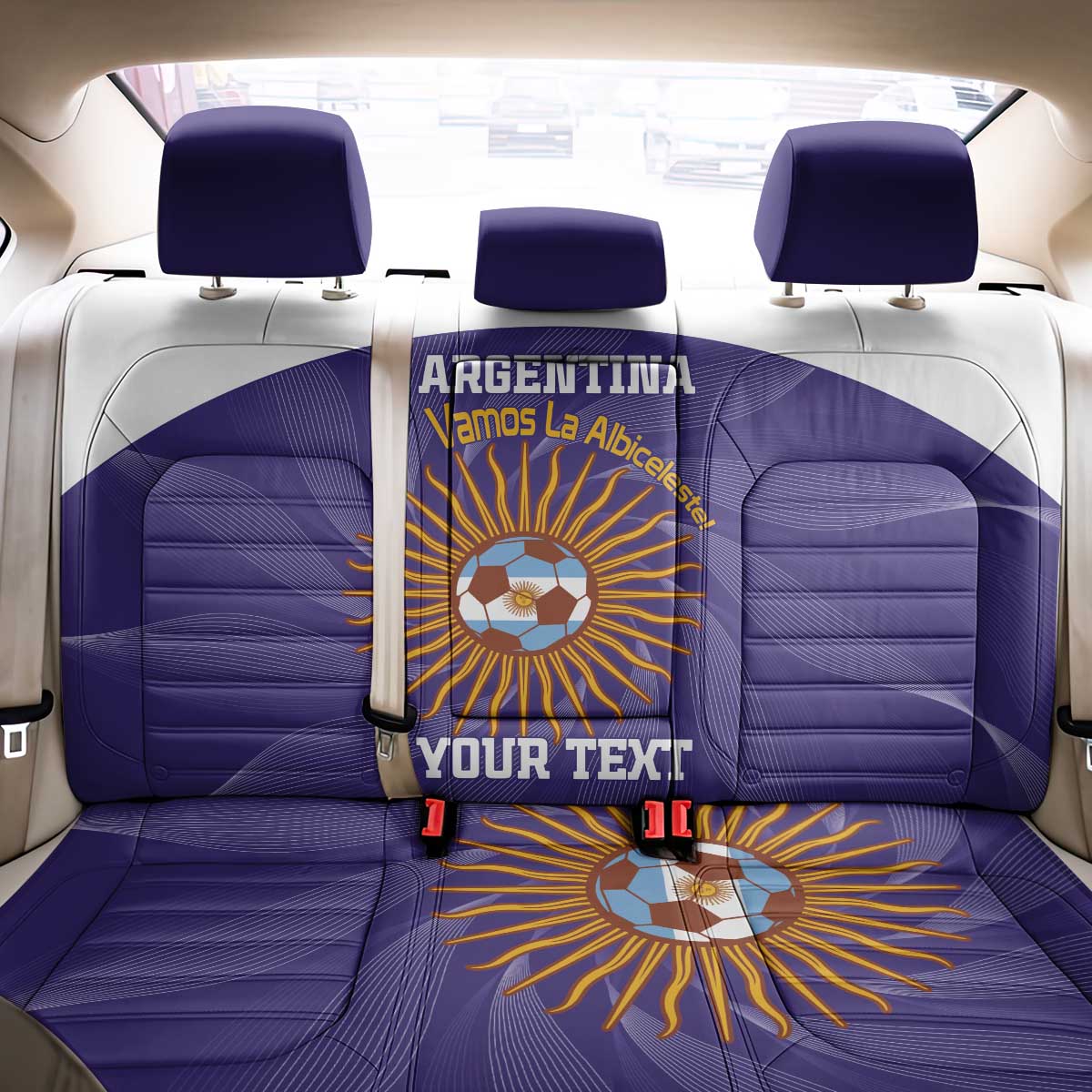 Custom Argentina Football Back Car Seat Cover Vamos La Albiceleste Purple Version - Wonder Print Shop