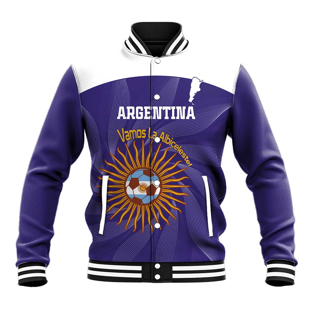 Custom Argentina Football Baseball Jacket Vamos La Albiceleste Purple Version - Wonder Print Shop