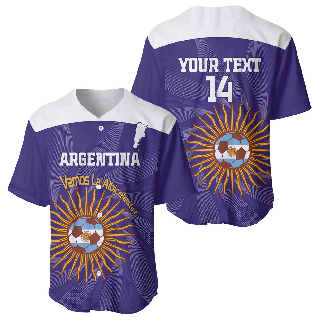 Custom Argentina Football Baseball Jersey Vamos La Albiceleste Purple Version - Wonder Print Shop