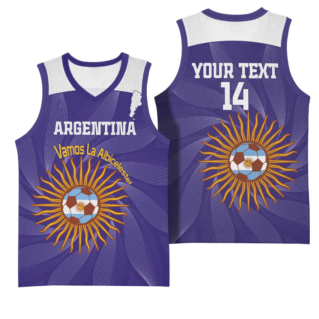 Custom Argentina Football Basketball Jersey Vamos La Albiceleste Purple Version - Wonder Print Shop