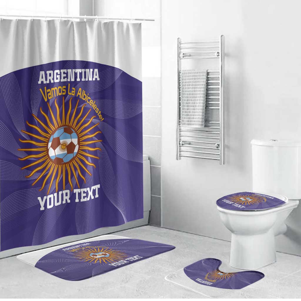 Custom Argentina Football Bathroom Set Vamos La Albiceleste Purple Version - Wonder Print Shop
