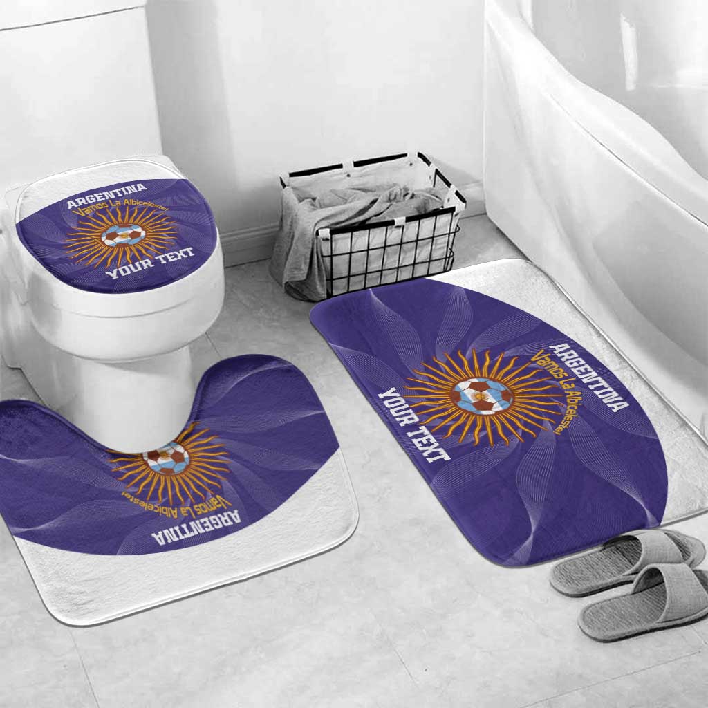 Custom Argentina Football Bathroom Set Vamos La Albiceleste Purple Version - Wonder Print Shop