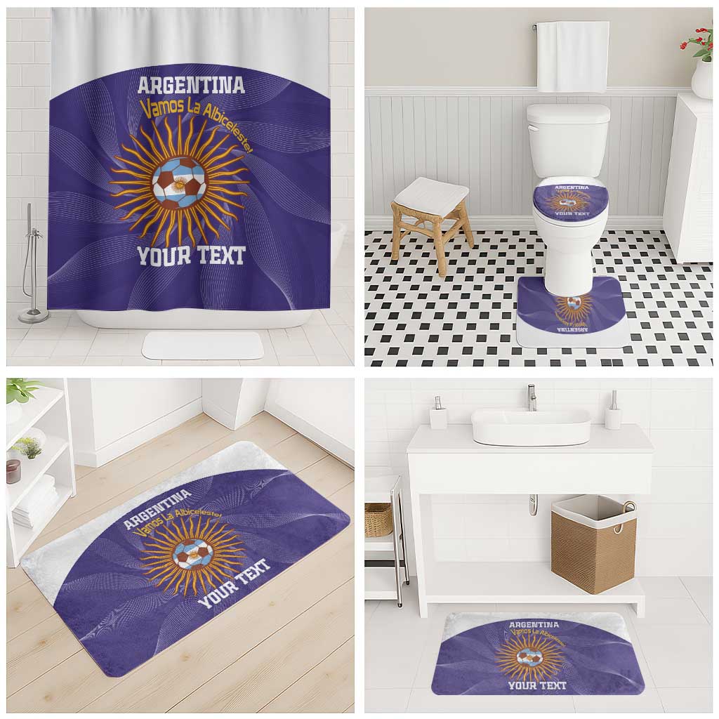 Custom Argentina Football Bathroom Set Vamos La Albiceleste Purple Version - Wonder Print Shop