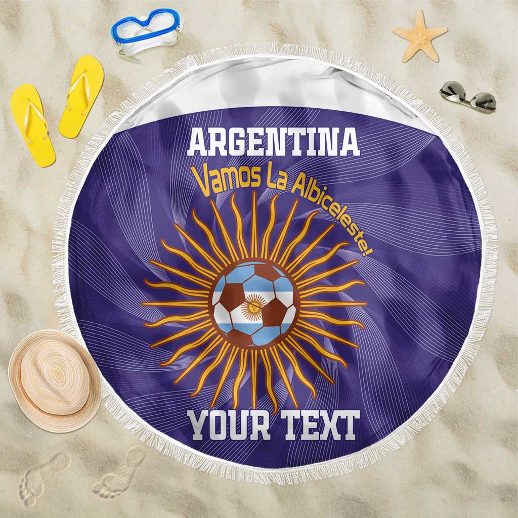 Custom Argentina Football Beach Blanket Vamos La Albiceleste Purple Version - Wonder Print Shop
