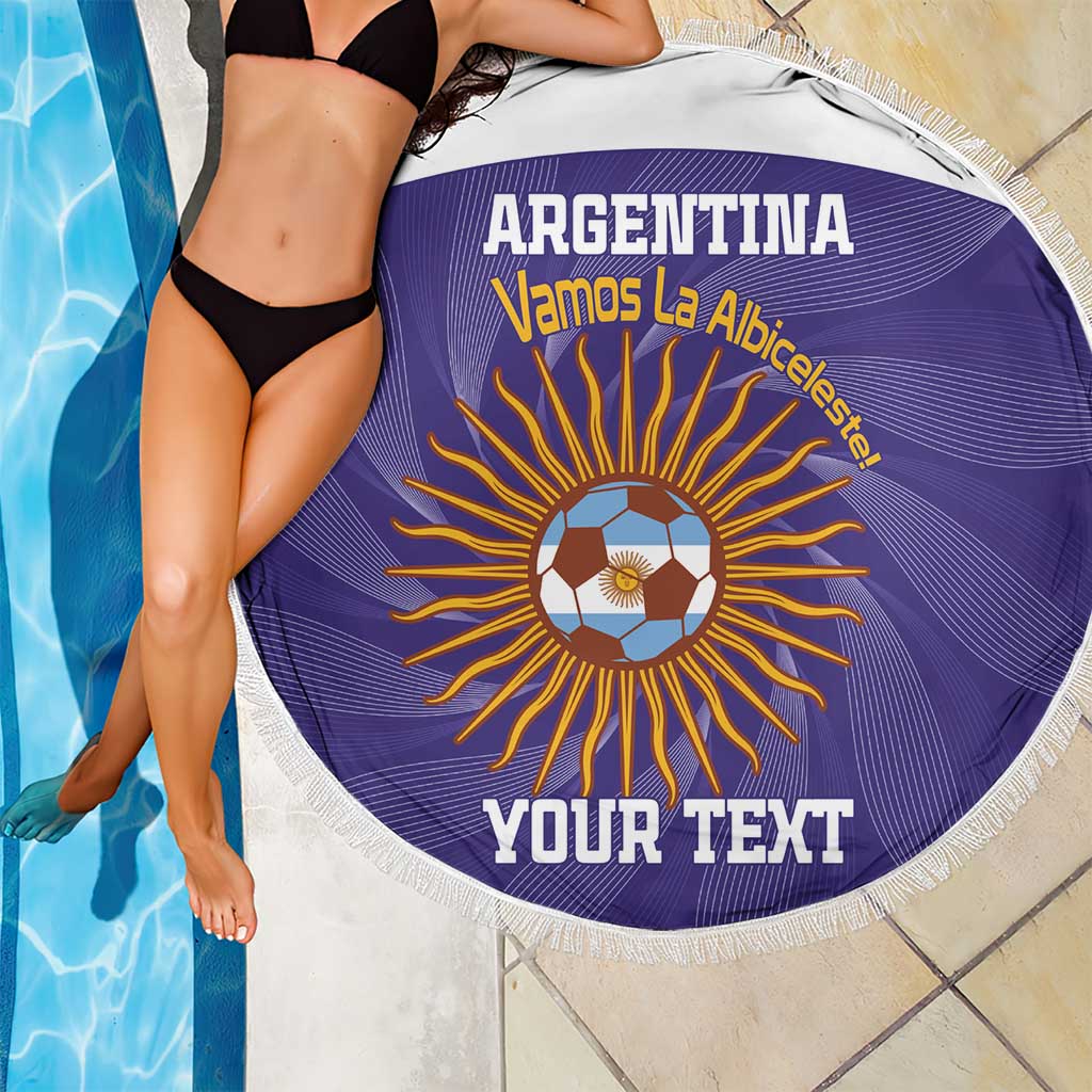 Custom Argentina Football Beach Blanket Vamos La Albiceleste Purple Version - Wonder Print Shop