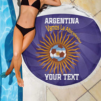 Custom Argentina Football Beach Blanket Vamos La Albiceleste Purple Version - Wonder Print Shop