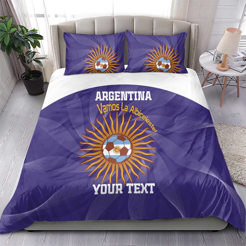 Custom Argentina Football Bedding Set Vamos La Albiceleste Purple Version - Wonder Print Shop