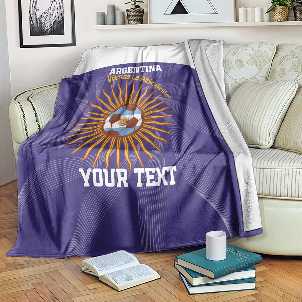 Custom Argentina Football Blanket Vamos La Albiceleste Purple Version - Wonder Print Shop
