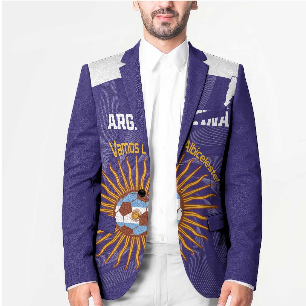 Custom Argentina Football Blazer Vamos La Albiceleste Purple Version - Wonder Print Shop