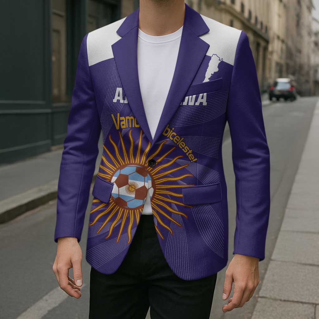 Custom Argentina Football Blazer Vamos La Albiceleste Purple Version - Wonder Print Shop
